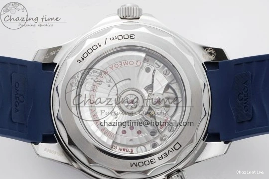 0328 Fashionable Seamaster Diver 300M ZF 1:1 Best Edition Blue Ceramic Blue Dial on Blue Rubber Strap A 7822